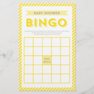 Papeterie Jeu de Bingo Baby shower moderne Jaune