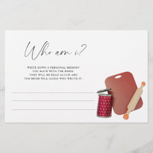Papeterie Jeu de mariage de cuisine - Qui suis-je? Baby show