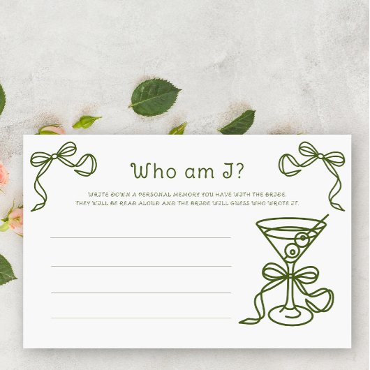 Papeterie Jeu de mariage Martini Qui suis-je