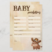 Papeterie jeu de prédiction de baby shower petit cowboy (Devant / Derrière)