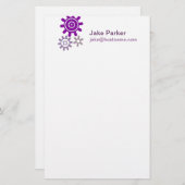 Papeterie Jeu d'engrenages violets (Devant / Derrière)