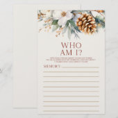 Papeterie Jeux de Baby Shower Mariage Qui Suis-Je Fleurs de (Devant / Derrière)