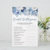 Papeterie Jeux de Fête des mariées Floral Bleu (Debout devant)