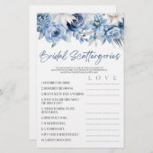 Papeterie Jeux de Fête des mariées Floral Bleu (Devant / Derrière)