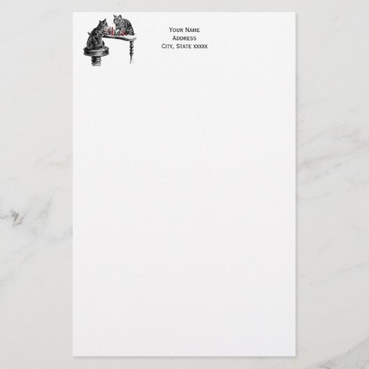 Papeterie Jeux de société Deux chats jouant aux échecs Match (Devant)