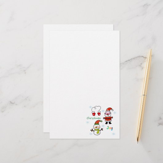 Papeterie joie de Noël (Devant/Arrière en situation)