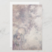 Papeterie Joli ange dans les nuages stationnaire (Devant / Derrière)