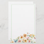 Papeterie Joli Boho Orange rose Aquarelle Fleurs sauvages (Devant / Derrière)