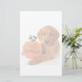 Papeterie Joli Chiot Halloween Avec Un Citrouille (Debout devant)