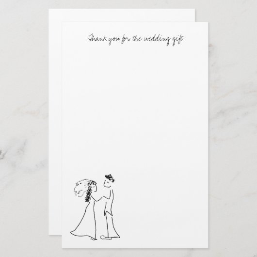 Papeterie Joli Couple Remercier Note Papier (Devant / Derrière)