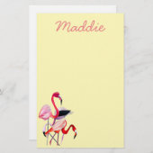 Papeterie Joli flamant rose sur bleu (Devant / Derrière)