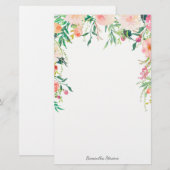 Papeterie Joli floral rose avec votre nom (Devant / Derrière)