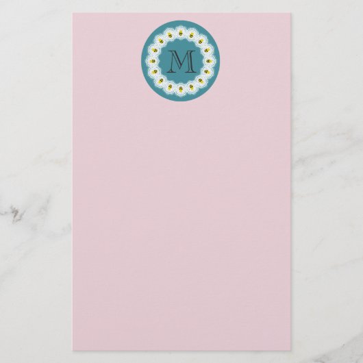 Papeterie Joli monogramme moderne cirque d'abeilles (Devant)