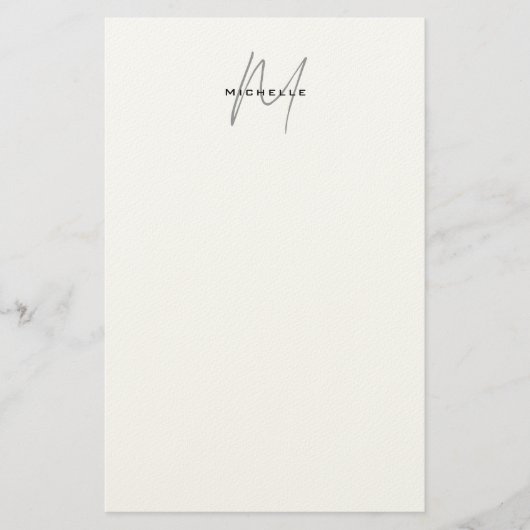 Papeterie Joli Monogramme Noir Blanc Gris Calligraphie (Devant)