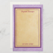 Papeterie Joli Motif de lavande avec texture parchemin (Devant / Derrière)