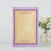 Papeterie Joli Motif de lavande avec texture parchemin (Debout devant)