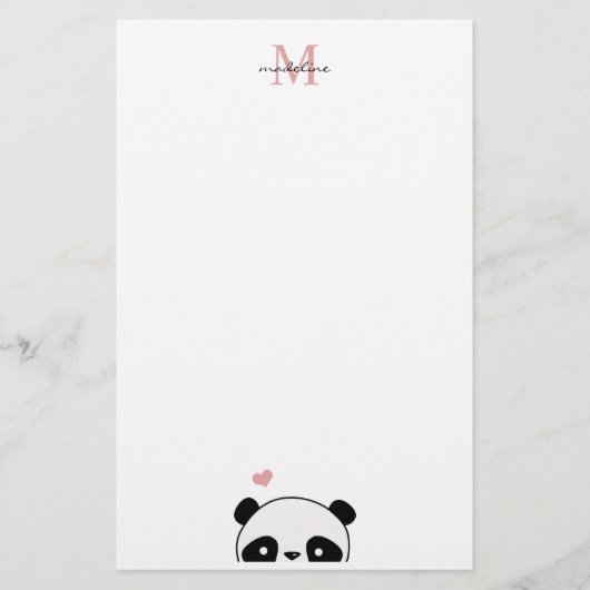 Papeterie Joli Panda Blush Pink Monogramme Script (Devant)