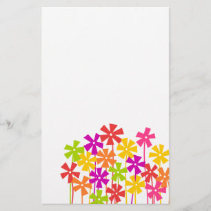 Papeterie Joli rose jaune orangé simple fleurs dessin