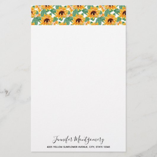 Papeterie Joli tournesol Jaune et Motif vert (Devant)