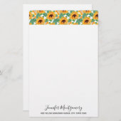 Papeterie Joli tournesol Jaune et Motif vert (Devant / Derrière)