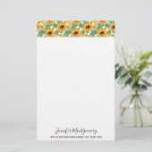 Papeterie Joli tournesol Jaune et Motif vert (Debout devant)