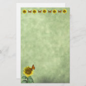 Papeterie Joli tournesol jaune et papillon orange (Devant / Derrière)