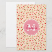 Papeterie Jolie adorable cerise et fleurs en monogramme gira (Devant / Derrière)