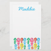 Papeterie Jolie aquarelle filles fun funky (Devant / Derrière)