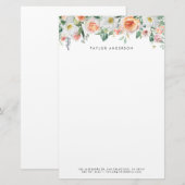 Papeterie Jolie aquarelle Jardin Rose Garland Custom (Devant / Derrière)