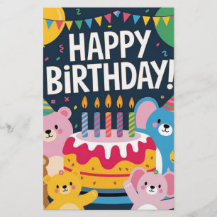 Papeterie Jolie fête d'anniversaire animal Design pour enfan