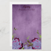 Papeterie Jolie florale violette et verte (Devant / Derrière)