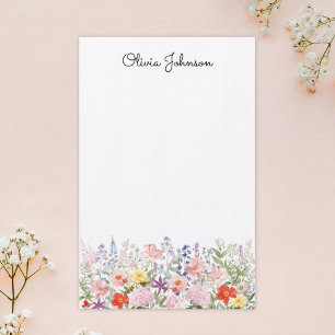 Papeterie Jolies Fleurs Colorées Jardin Floral Personnalisé