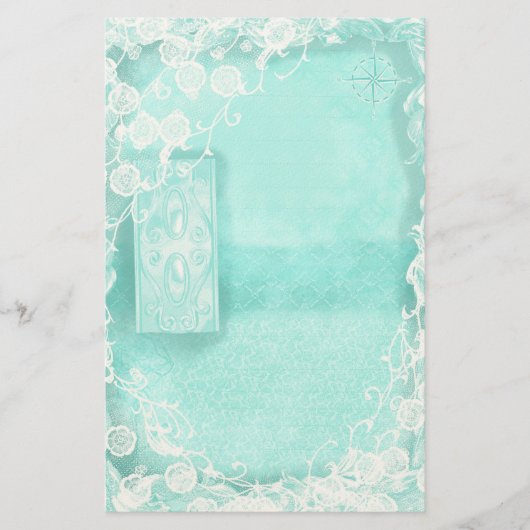 Papeterie Journal déco Aqua et Dentelle (Devant)