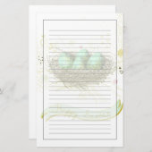 Papeterie Joyeuses Pâques ! - Nid d'oiseaux avec les oeufs (Devant / Derrière)