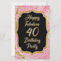 Joyeux Fabuleux 40e anniversaire Invitation Party