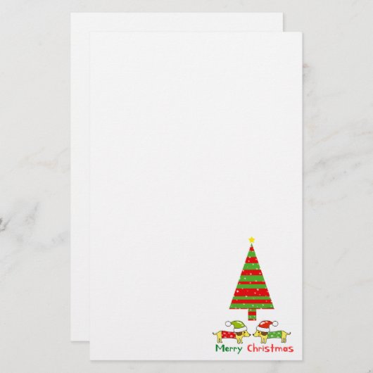 Papeterie Joyeux Noël (Chiens de Père Noël) (Devant / Derrière)