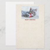 Papeterie Joyeux Noël Minou Chat Gris Tigré Mignon (Devant / Derrière)