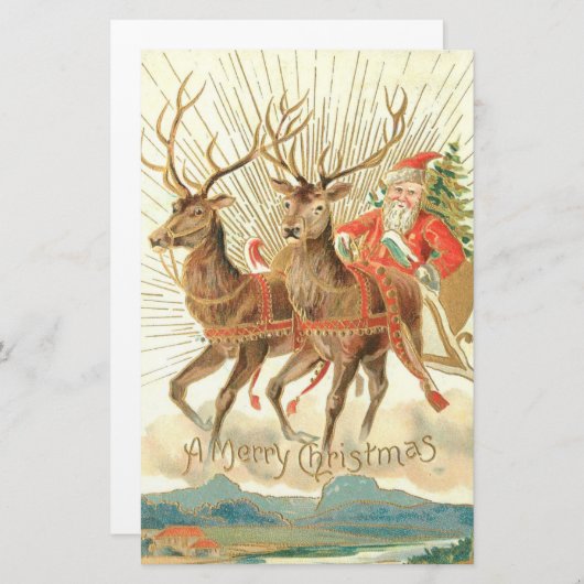 Papeterie Joyeux Noël (Père Noël et son renne) (Devant / Derrière)