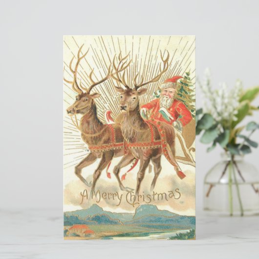 Papeterie Joyeux Noël (Père Noël et son renne) (Debout devant)