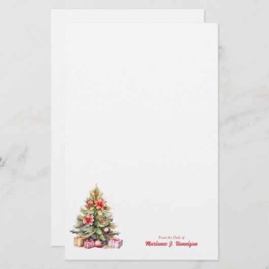 Papeterie Joyeux Noël personnalisé Texte de Noël Arbre de No (Devant / Derrière)