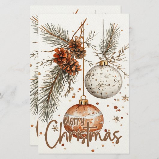 Papeterie Joyeux Noël Rustique Salutation (Devant / Derrière)