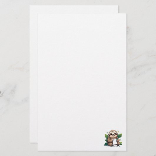 Papeterie Kawaii Sloth avec stylo et papier (Devant / Derrière)