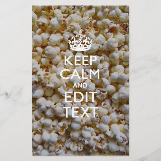 Papeterie KEEP CALM personnalisé et votre texte sur Popcorn (Devant)
