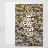 Papeterie KEEP CALM personnalisé et votre texte sur Popcorn (Devant / Derrière)