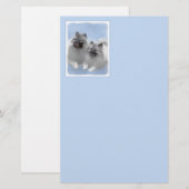 Papeterie Keeshond Paire de Kees Peinture Art animal origina (Devant / Derrière)