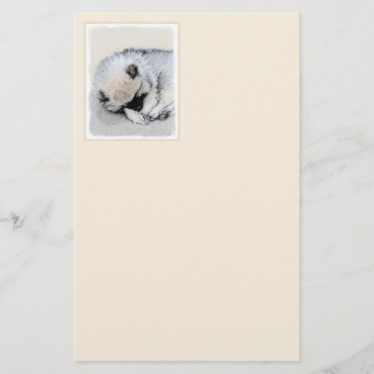 Papeterie Keeshond Sleeping Puppy Peinture Chien Art origina (Devant)