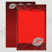 Papeterie Kiss Argent Imprimé Léopard Rouge (Devant / Derrière)