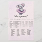 Papeterie Koala Who's My Mommy Baby shower Game Card (Devant)