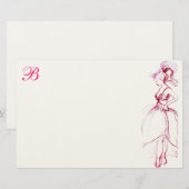 PAPETERIE LA BEAUTÉ EN ROBE ROSE MONOGRAMMÉE (Devant / Derrière)
