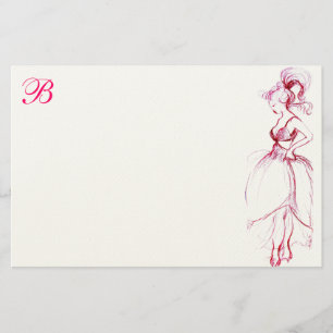 PAPETERIE LA BEAUTÉ EN ROBE ROSE MONOGRAMMÉE